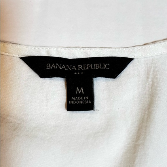 Banana Republic Ivory Smocked Waist Peplum Blouse Bridal Medium Officecore - Picture 6 of 7